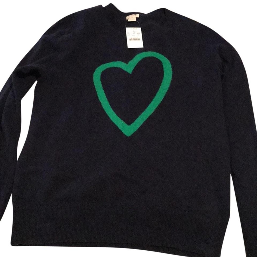 J Crew Navy Heart Shaped Wool Sweater✨